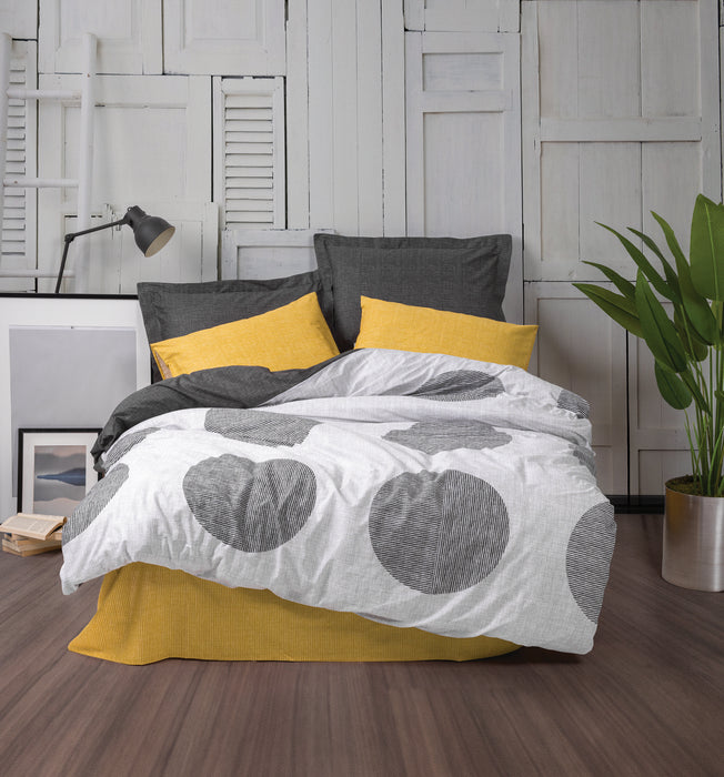 Set Lenjerie Ranforce de Pat Dublu Asi Home Dappled - Yellow Bumbac 200|240|50X220|260|70 cm