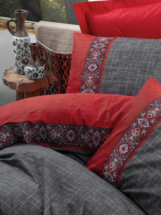 Set Lenjerie Ranforce de Pat Dublu Asi Home Ardil - Red Bumbac 200|240|50X220|260|70 cm