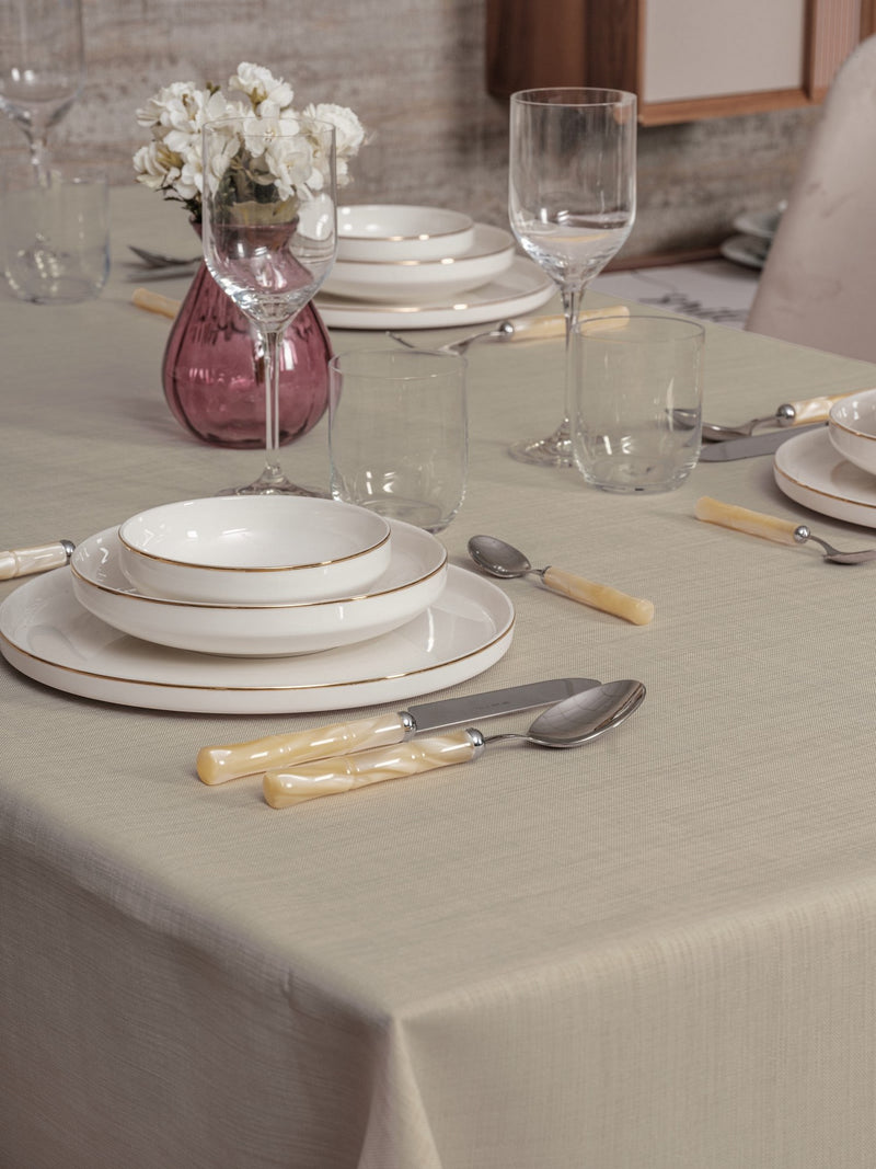 Față de Masă Asi Home Plain 160 - Beige Poliester 155X160 cm