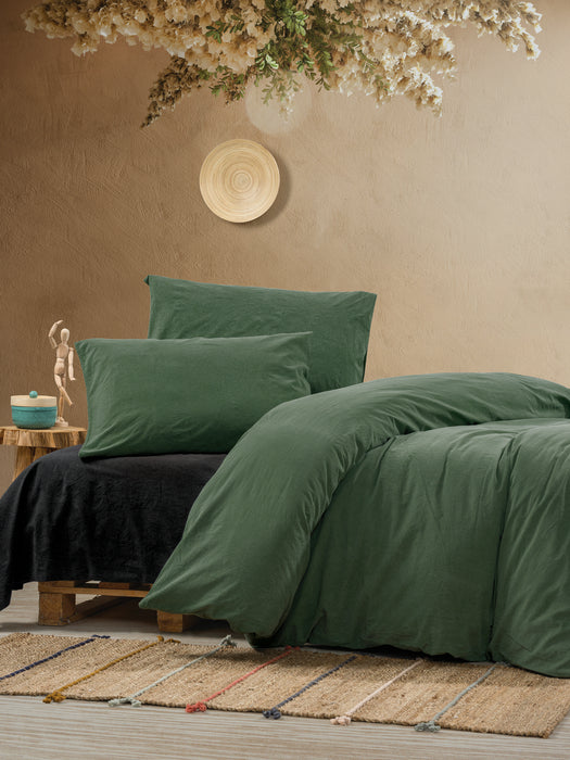 Set de Lenjerie de Pat Dublu, Poplin   Asi Home Crash - Green Bumbac 200|240|50X220|260|70 cm