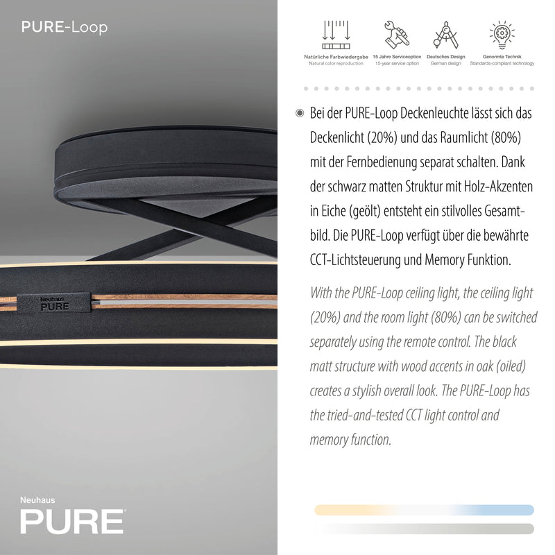 Plafoniera Paul Neuhaus PURE LOOP 2xLED Negru
