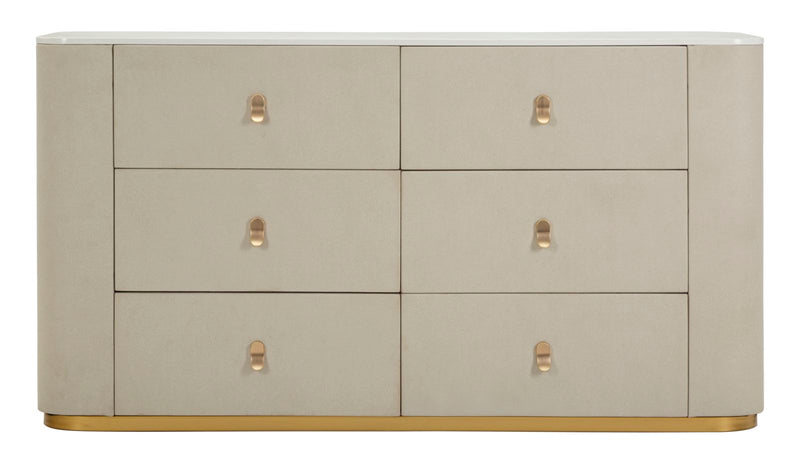 Comodă Mauro Ferretti Beauty Dresser, Crem/Auriu, 140x76 cm