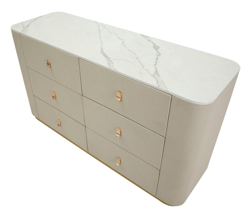 Comodă Mauro Ferretti Beauty Dresser, Crem/Auriu, 140x76 cm
