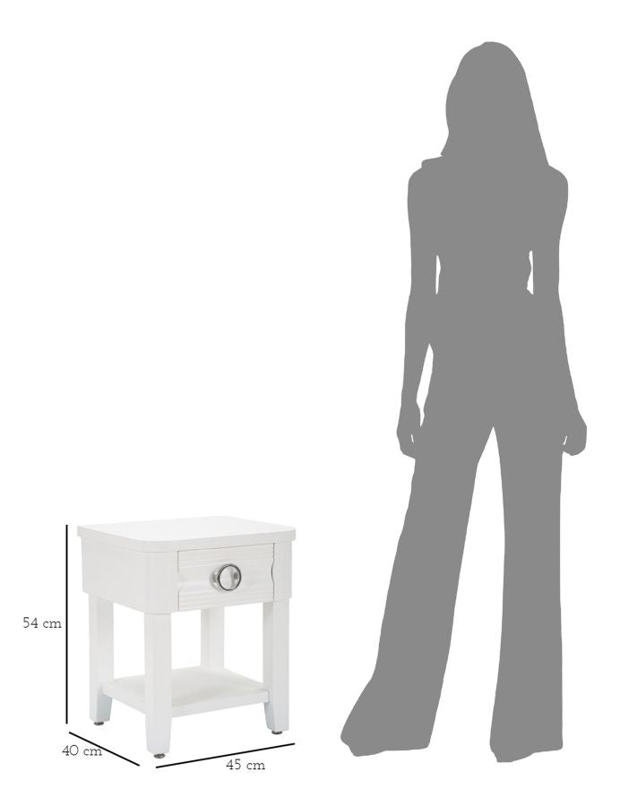 Noptieră Mauro Ferretti Shine, Alb, 45x54 cm