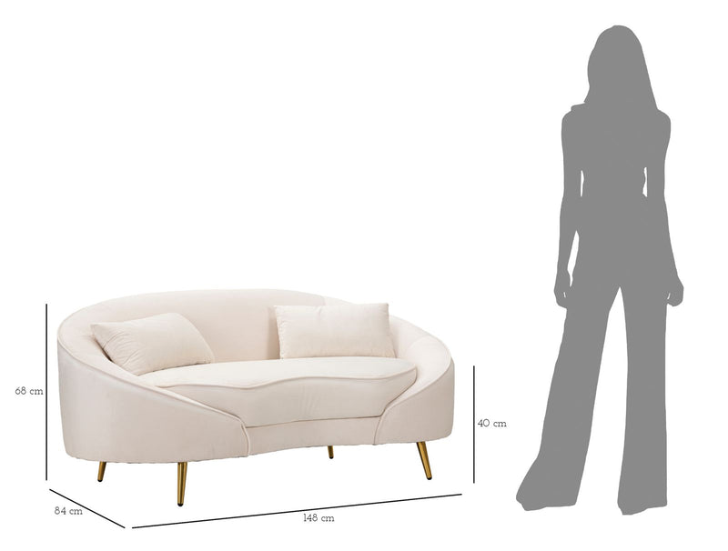 Canapea Mauro Ferretti 2 Oslo cu, Crem/Auriu, 148x68 cm