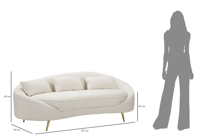 Canapea Mauro Ferretti 3 Oslo cu, Crem/Auriu, 185x68 cm