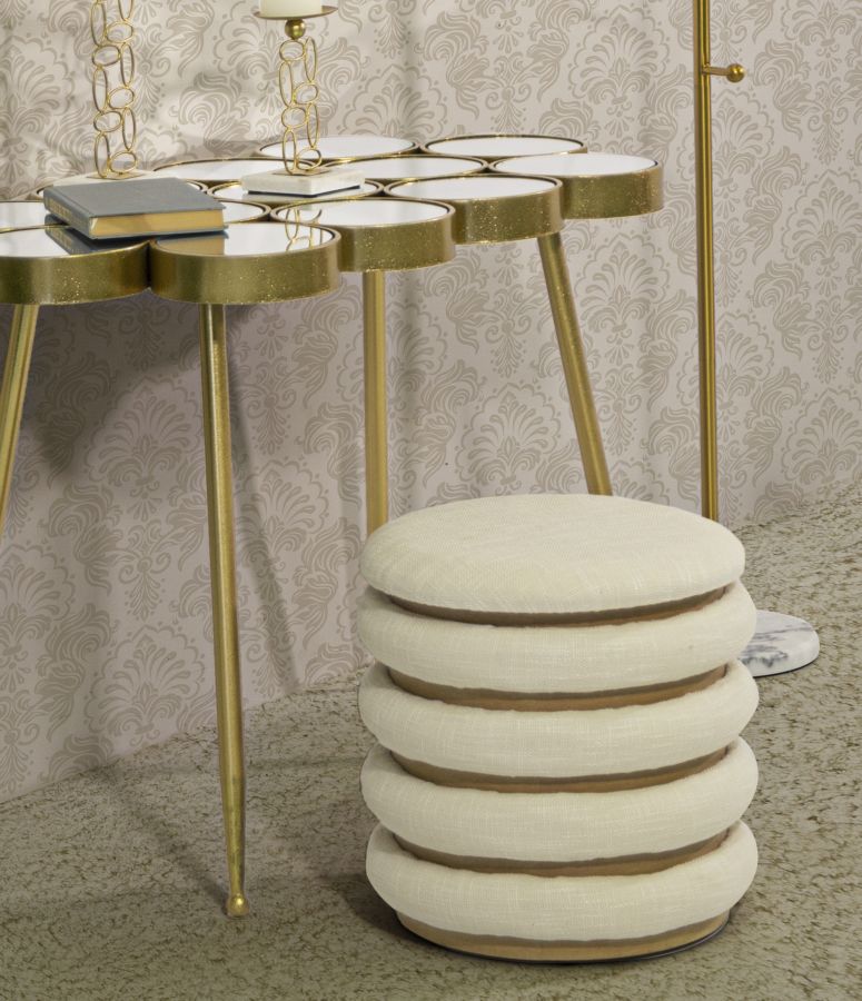 Taburet Mauro Ferretti Damasco Line, Natural, Ø40 cm
