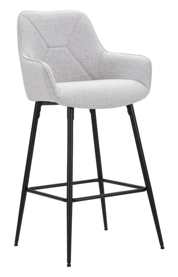 Set 2 scaune de bar din lemn și tesatura Mauro Ferretti GREY, gri & negru, 55×55×109 cm