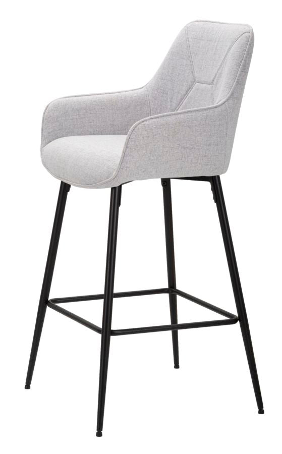 Set 2 scaune de bar din lemn și tesatura Mauro Ferretti GREY, gri & negru, 55×55×109 cm