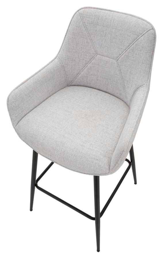 Set 2 scaune de bar din lemn și tesatura Mauro Ferretti GREY, gri & negru, 55×55×109 cm