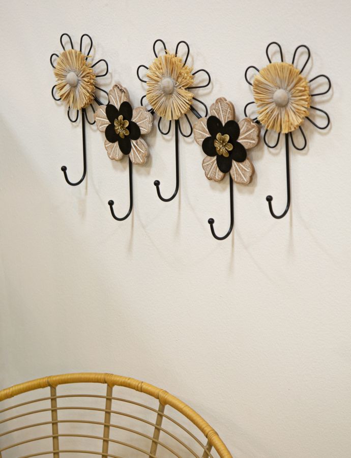 Cuier Mauro Ferretti Iron,Wood, Negru/Maro, 61x30 cm