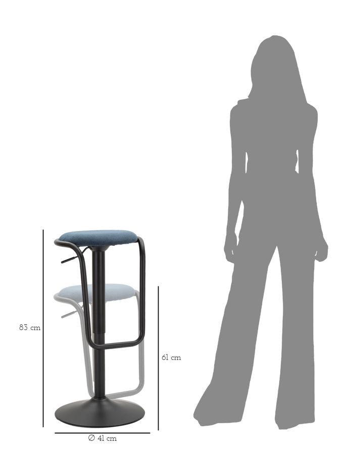 Scaun de Bar Mauro Ferretti Destiny, ø 41x61-83 cm, Negru/Albastru
