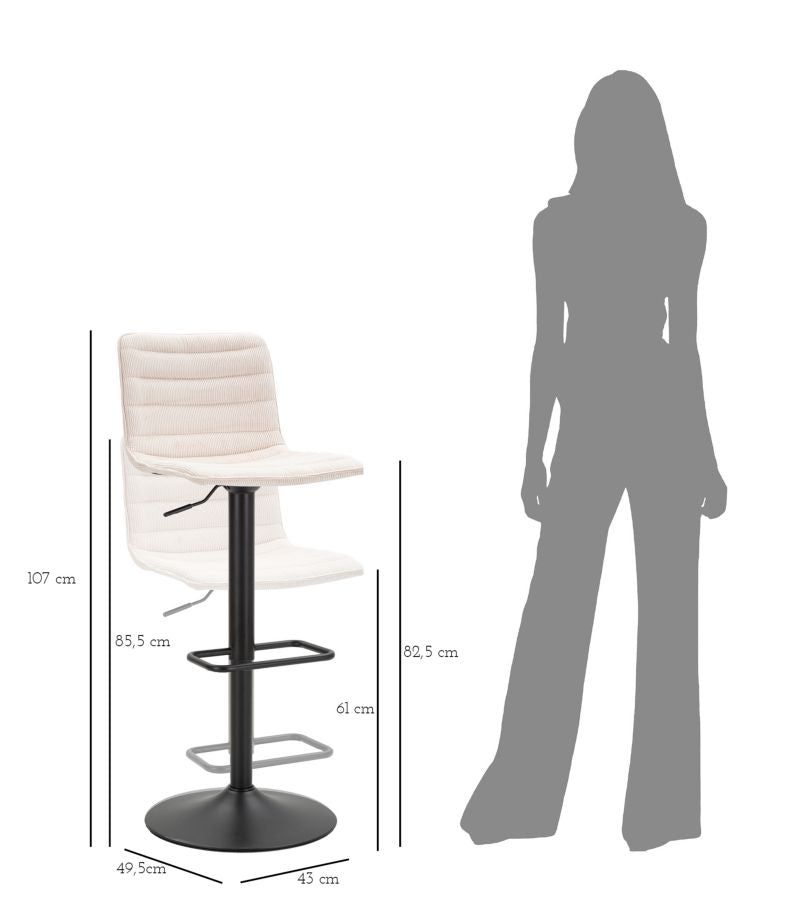 Scaun Bar Mauro Ferretti cu Lift, Negru/Alb, 43x86 cm