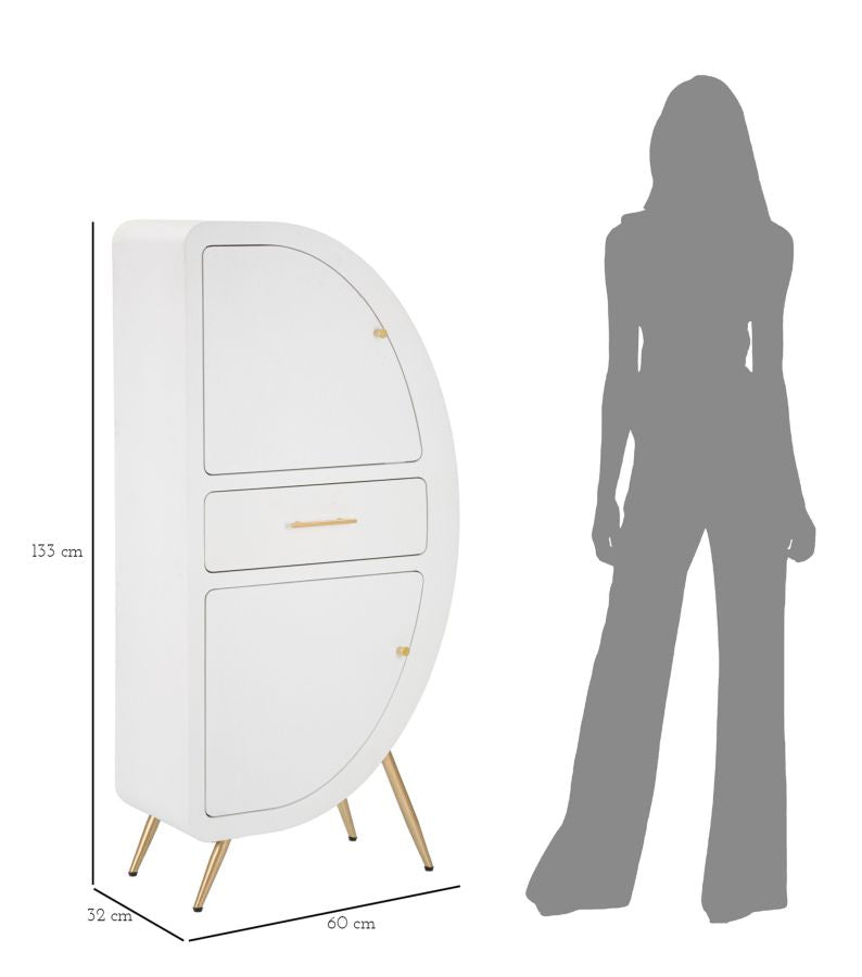 Dulap Mauro Ferretti 2 Door Venus, Alb/Auriu, 60x133 cm