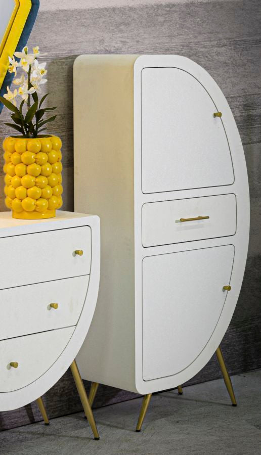 Dulap Mauro Ferretti 2 Door Venus, Alb/Auriu, 60x133 cm