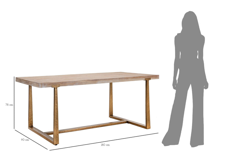 Masă Dining Mauro Ferretti Ankara, Maro/Auriu, 180x78 cm