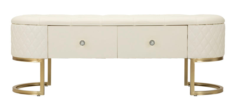 Bancă Mauro Ferretti cu Sharon, Alb/Auriu, 120x43 cm