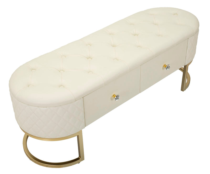 Bancă Mauro Ferretti cu Sharon, Alb/Auriu, 120x43 cm