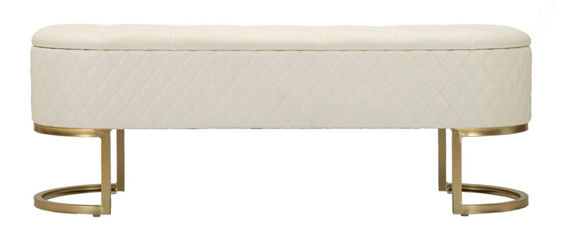 Bancă Mauro Ferretti cu Sharon, Alb/Auriu, 120x43 cm