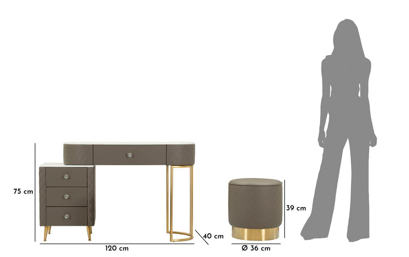 Noptieră Mauro Ferretti Sharon, Gri/Auriu, Ø36 cm