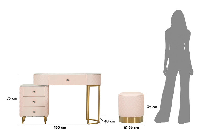 Noptieră Mauro Ferretti Sharon, Roz/Auriu, Ø36 cm