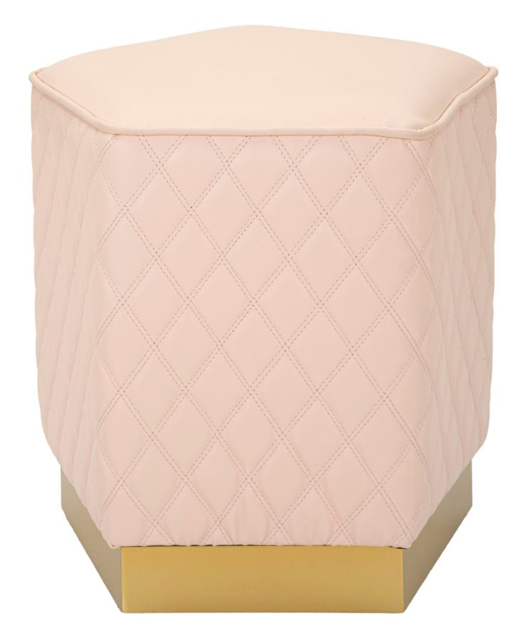Taburet Mauro Ferretti Pentagonal Sharon, Roz/Auriu, 38x38 cm