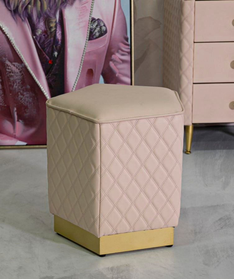 Taburet Mauro Ferretti Pentagonal Sharon, Roz/Auriu, 38x38 cm