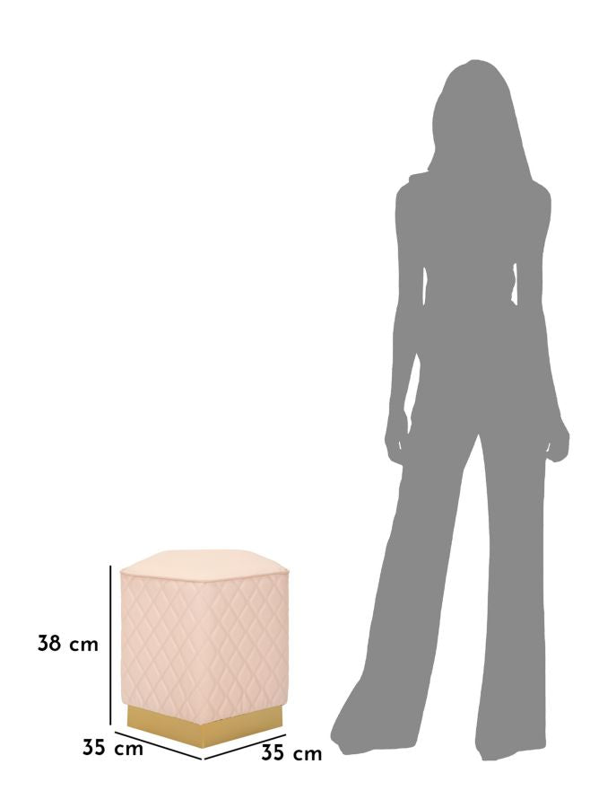 Taburet Mauro Ferretti Pentagonal Sharon, Roz/Auriu, 38x38 cm