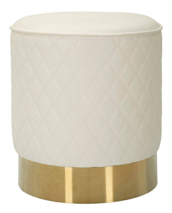Taburet Mauro Ferretti Rotund Sharon, Alb/Auriu, Ø36 cm