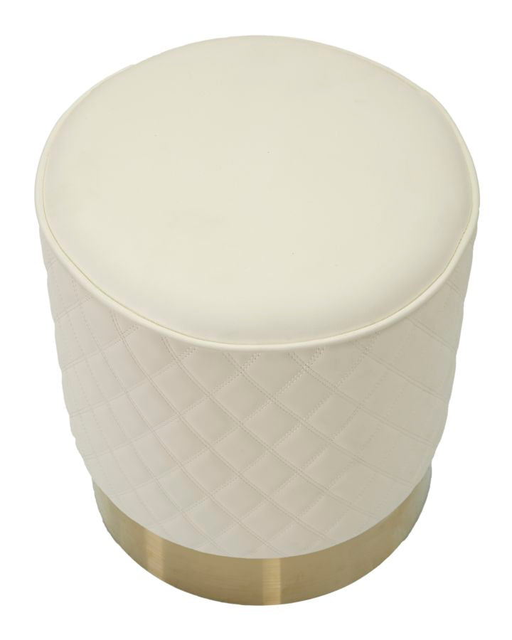 Taburet Mauro Ferretti Rotund Sharon, Alb/Auriu, Ø36 cm