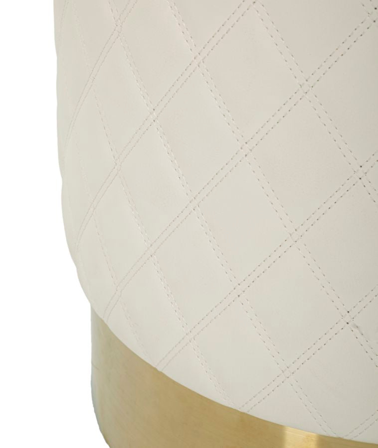 Taburet Mauro Ferretti Rotund Sharon, Alb/Auriu, Ø36 cm
