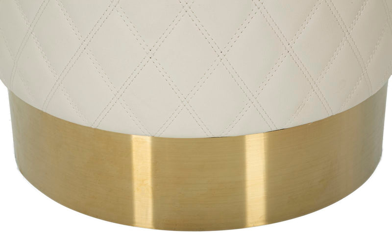 Taburet Mauro Ferretti Rotund Sharon, Alb/Auriu, Ø36 cm