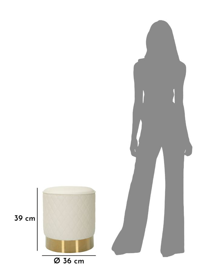 Taburet Mauro Ferretti Rotund Sharon, Alb/Auriu, Ø36 cm