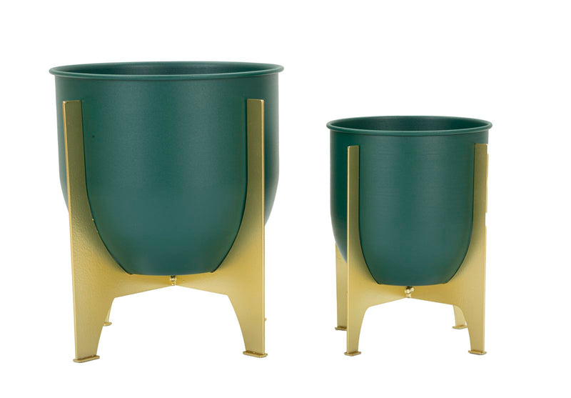 Suport Vaze Mauro Ferretti Grent Shet, Verde/Auriu, Ø24 cm