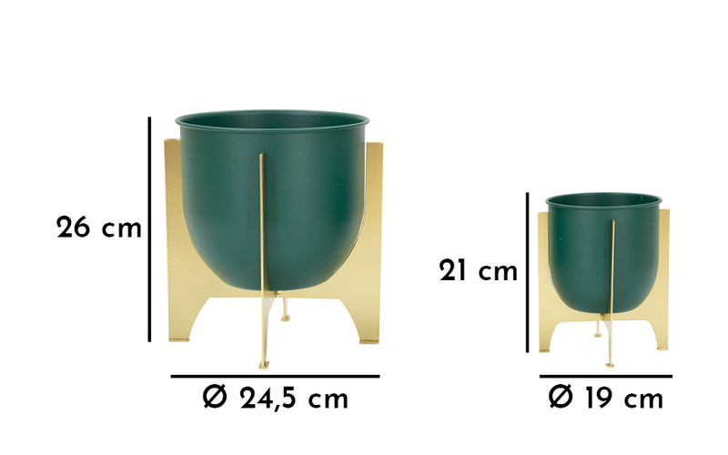 Suport Vaze Mauro Ferretti Grent Shet, Verde/Auriu, Ø24 cm