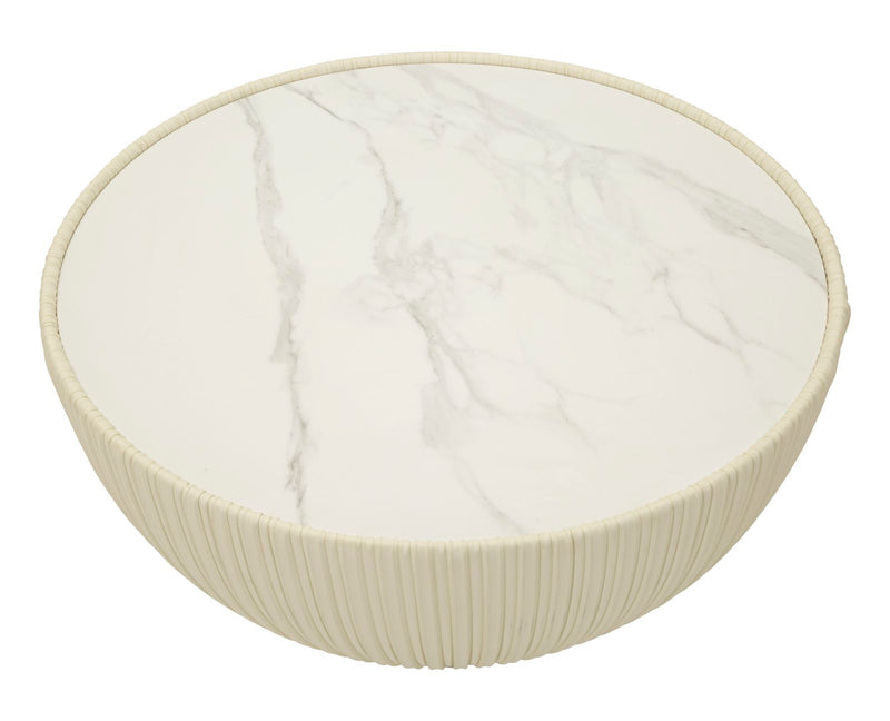 Măsuță de Cafea Mauro Ferretti Elge, Crem/Auriu/Alb, Ø71 cm