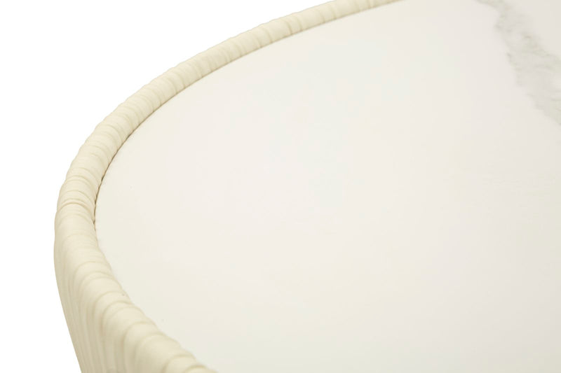 Măsuță de Cafea Mauro Ferretti Elge, Crem/Auriu/Alb, Ø71 cm