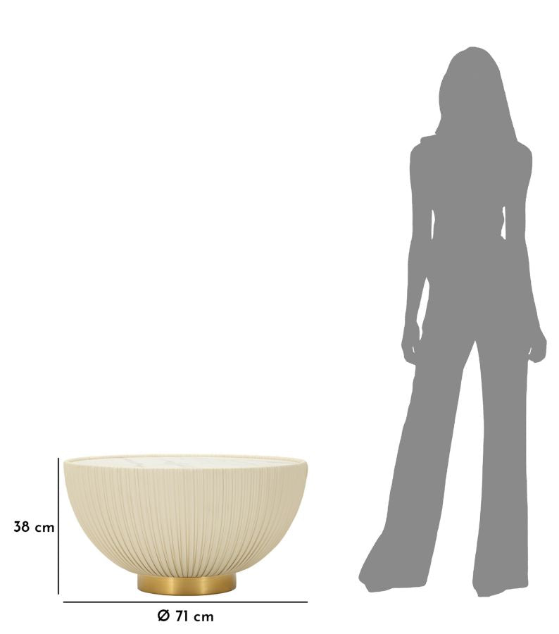 Măsuță de Cafea Mauro Ferretti Elge, Crem/Auriu/Alb, Ø71 cm