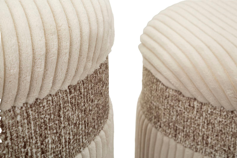Taburet cu Depozitare Mauro Ferretti Curtain, Crem, Ø40 cm