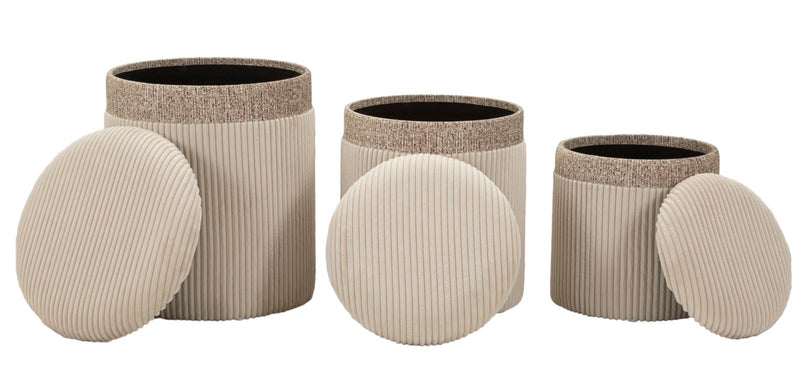 Taburet cu Depozitare Mauro Ferretti Curtain, Crem, Ø40 cm