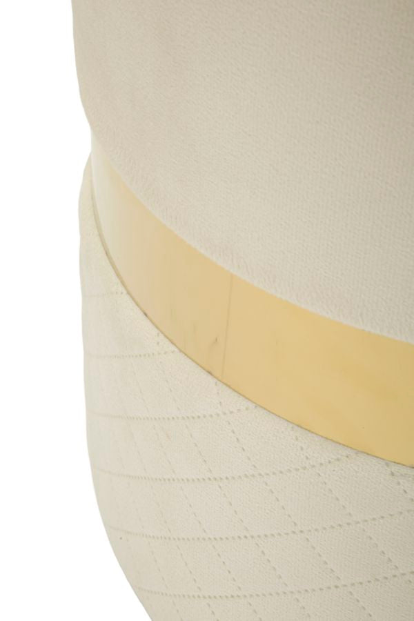 Taburet cu Depozitare Mauro Ferretti Sheffild, Crem/Auriu, Ø37 cm