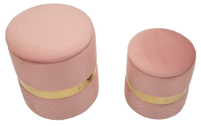 Taburet cu Depozitare Mauro Ferretti Sheffild, Roz/Auriu, Ø37 cm
