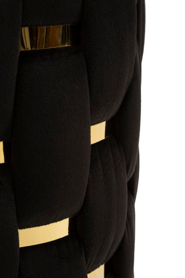 Taburet cu Depozitare Mauro Ferretti Shanty, Negru/Auriu, Ø37 cm