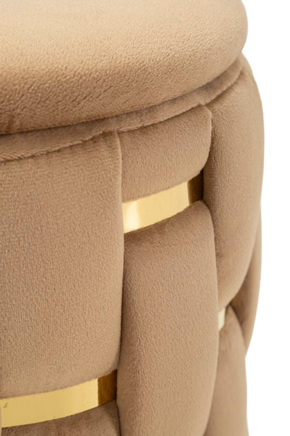Taburet cu Depozitare Mauro Ferretti Shanty, Auriu, Ø37 cm
