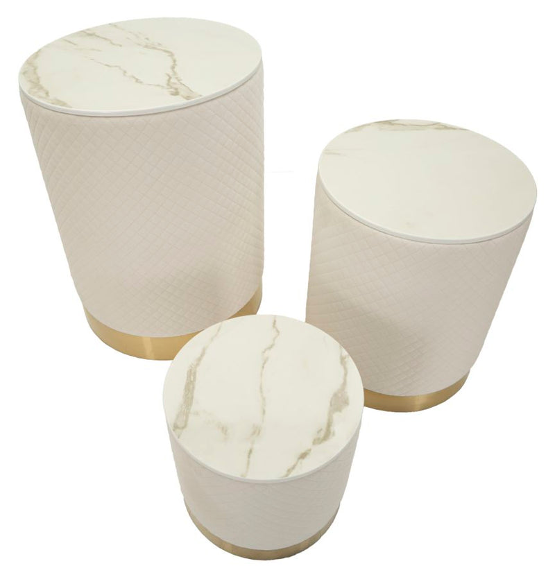 Măsuță Mauro Ferretti Display Shop, Crem/Auriu, Ø60 cm