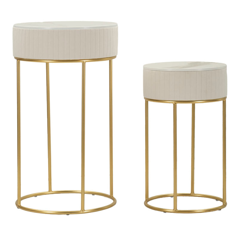 Măsuță Mauro Ferretti Tables Wedding Rotund, Crem/Auriu, Ø50 cm