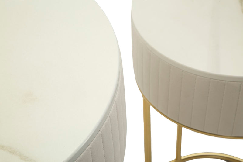 Măsuță Mauro Ferretti Tables Wedding Rotund, Crem/Auriu, Ø50 cm