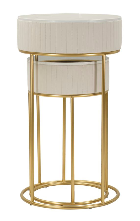 Măsuță Mauro Ferretti Tables Wedding Rotund, Crem/Auriu, Ø50 cm