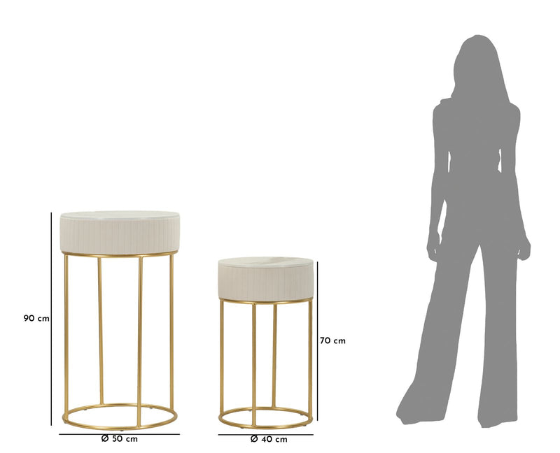 Măsuță Mauro Ferretti Tables Wedding Rotund, Crem/Auriu, Ø50 cm