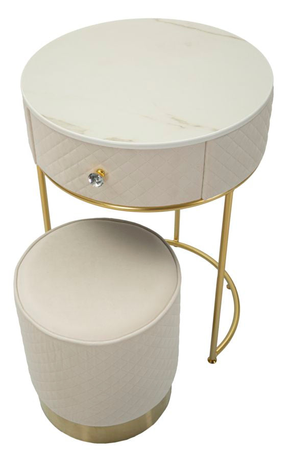 Noptieră Mauro Ferretti, Crem/Auriu, Ø52 cm